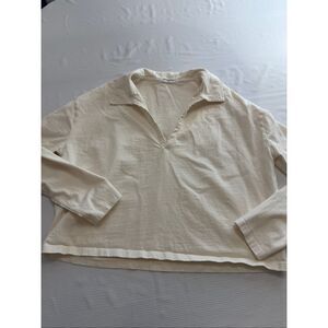 Perfect White Tee White Long Sleeve Collared Shirt Size Small